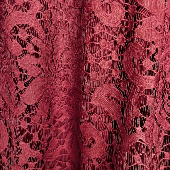 DownEast 2XL Burgundy Lace Knee Length Dress Touch of Luze Maroon Plus Size - Picture 4 of 6